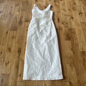 Alfred Sung white maxi wedding prom party dress sleeveless